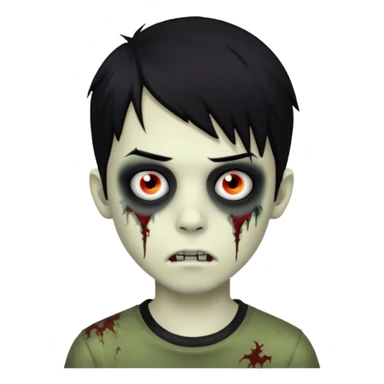 boy zombie with black hair emo sticker