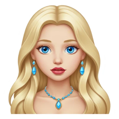 blonde long hair  girl portrait with jewelry , Bule eyes , big lips  sticker