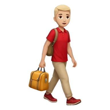 Tourist Character in Red Shirt Moving with purpose through the terminal. sticker