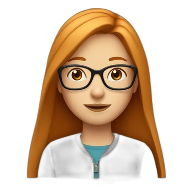 girl with long straight ginger hair and glasses sticker