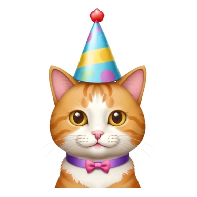 Cat wearing a party hat celebrating birthday sticker