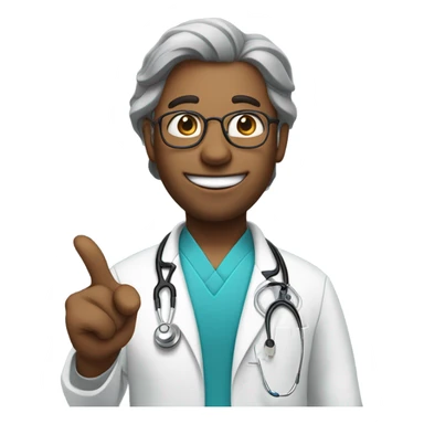A doctor face emoji with:

Long hair
Stethoscope around the neck
Smiling warmly
Pointing at you as if explaining something sticker
