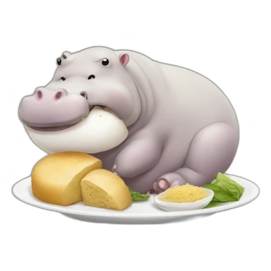 Hippo eating baozi sticker