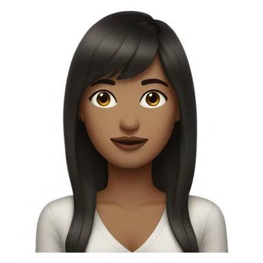 Beautiful woman. Dark brown hair. Salt and pepper.  Bangs.  sticker