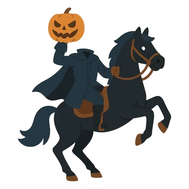 flat toon style headless horseman sticker