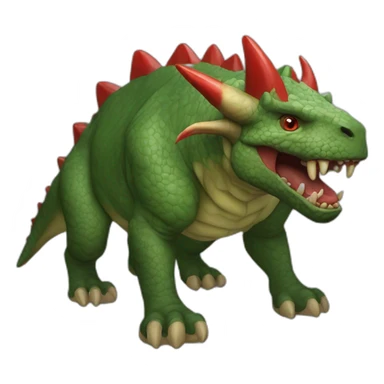 Green Tarasque six feets red horns sticker