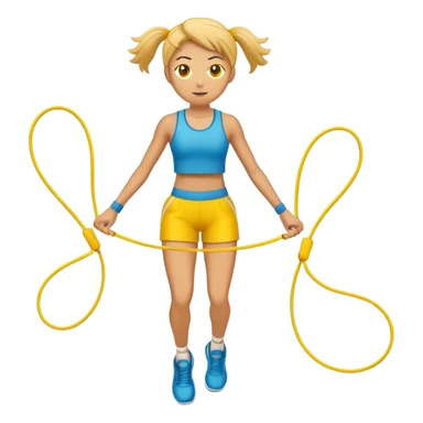 person jumping rope, simple yellow face sticker