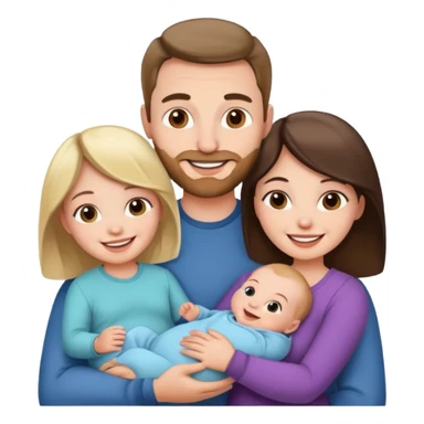 Mom and dad and baby girl young couple sticker