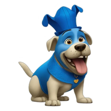 perro azul con payasos al lado bailando junto a shrek de la pelicula "shrek" sticker