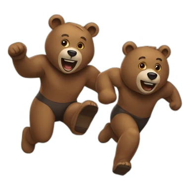 two bears running   sticker