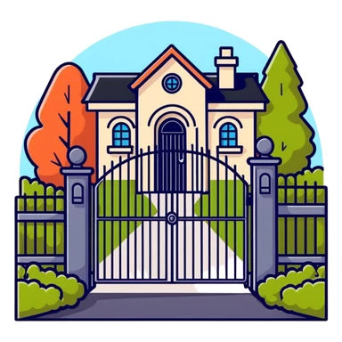 house entrance gate with garden fence sticker