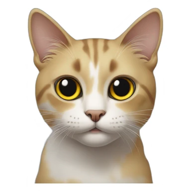 cat with white head and at the top of the head some black cyper color, yellow brown eyes, dirty looking sticker