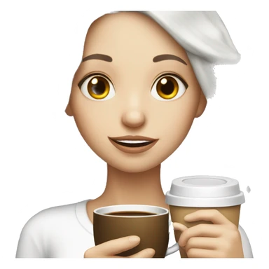 White hair girl drinking coffee sticker