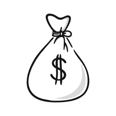 money bag icon, hand drawn doodle style, sketchy lines sticker