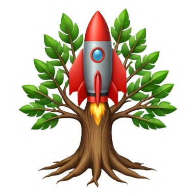 A tree with a rocket in its roots sticker