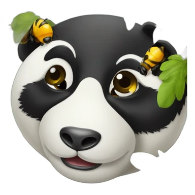 un panda qui fait un câlin à une abeille  sticker