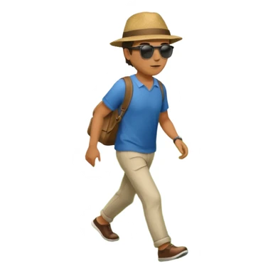 Man in simple clothes walking up a hill sticker