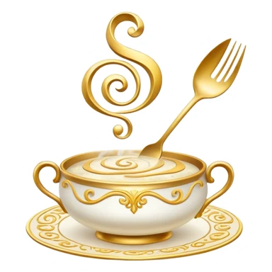 Enchanted cookbook with fork and spoon symbol that's emitting magic sparkles, surrounded by swirling magical mist sticker
