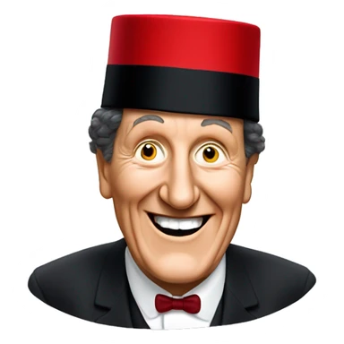 Laughing Tommy cooper with a red fez  sticker