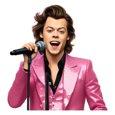 singer Harry Styles while performing kiwi sparkly pink outfit sticker