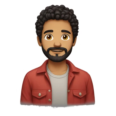 youn man, latin,washed out red shirt, semi curly short hair, 3 day beard, black hair, dark brown eyes sticker