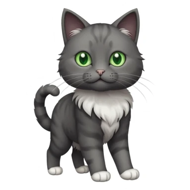 full body solid dark grey cat with green eyes, white paws and white whiskers walking sticker