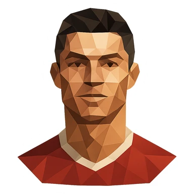 Cristiano Ronaldo as a polygonal icon, geometric shapes, stylized sticker
