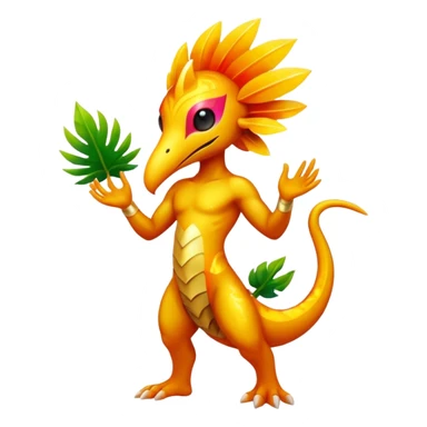 Abstract elemental colorful shiny exotic tropical La Creatura Fakémon full body sticker