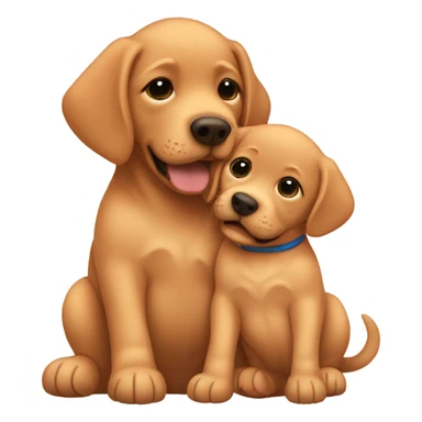 Red lab cuddling with baby sticker