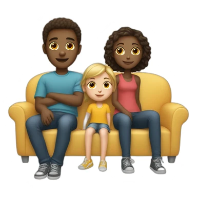 White boy and girl with Beale Sit on couch sticker