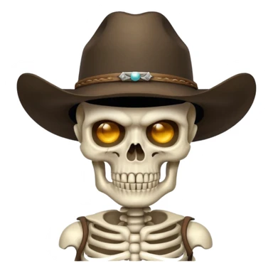 A skeleton Angry wearing a cowboy hat sticker