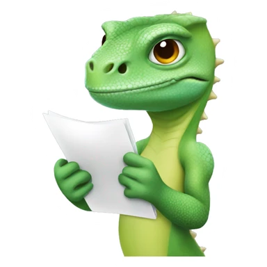 female lizard holding a notepad sticker