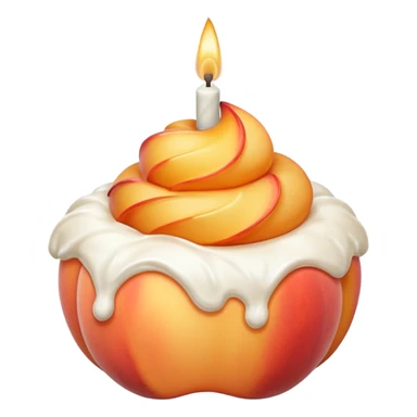 Peach covered with whipped cream and a birthday candle on it sticker