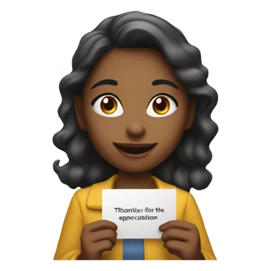 girl with a card saying thanks for the appreciation sticker