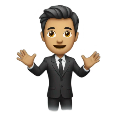 man in suit holding out his arms sticker