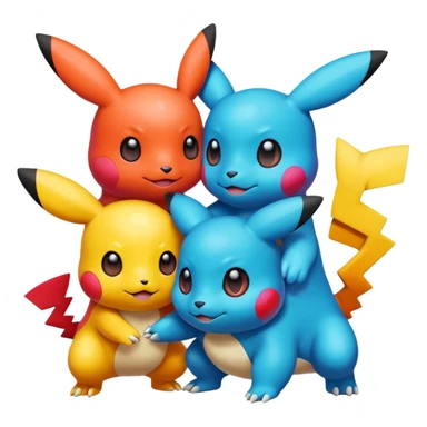 3 pokemnas helping each other  sticker