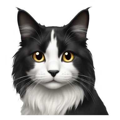 Black and white long haired cat sticker