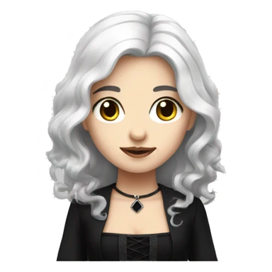 white hair girl with black gothic dress sticker