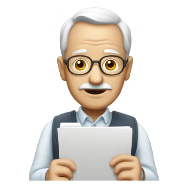 old man with a clipboard sticker