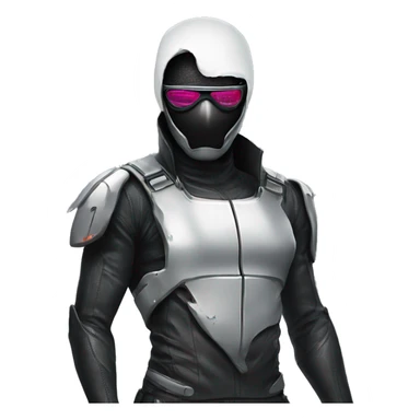 masked cyber punk with porsche sticker