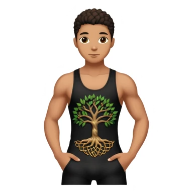 Black weaved tank top body suit with a tree of life pendant  sticker