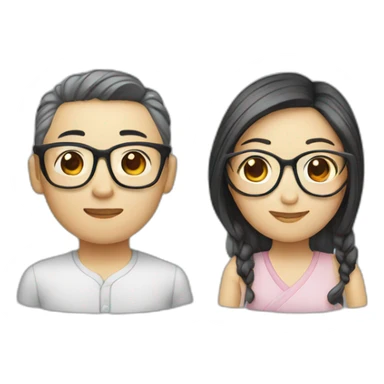 Chinese couple glasses sticker