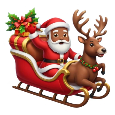 santa in his sleigh in flight sticker