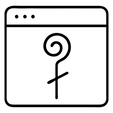 minimalistic logo stylized wizard staff forming the frame of a website, minimal details, flat design, professional look sticker