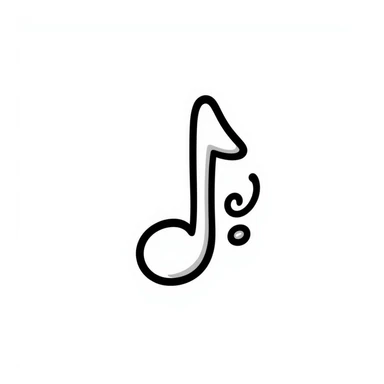hand drawn doodle musical note with decorative swirls sticker