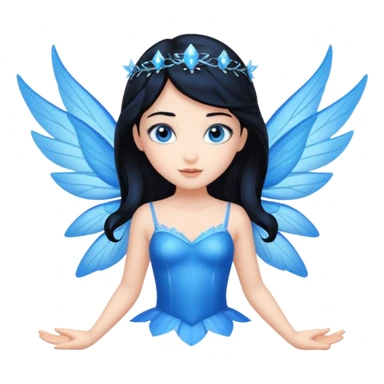 Flying blue fairy with black hair and blue eyes sticker