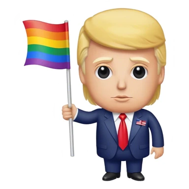 Trump holding a gay flag sticker