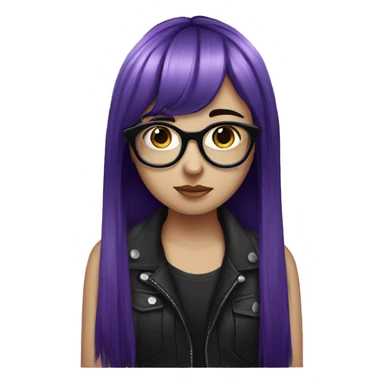 emo girl with purple bangs and black hair with glasses sticker
