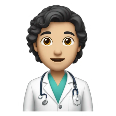 doctor, white skin, black hair, without stethoscope sticker