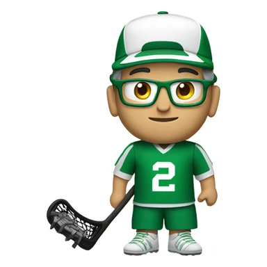 A white coach with Green and white clothing hat with  lacrosse coach with stick  sticker